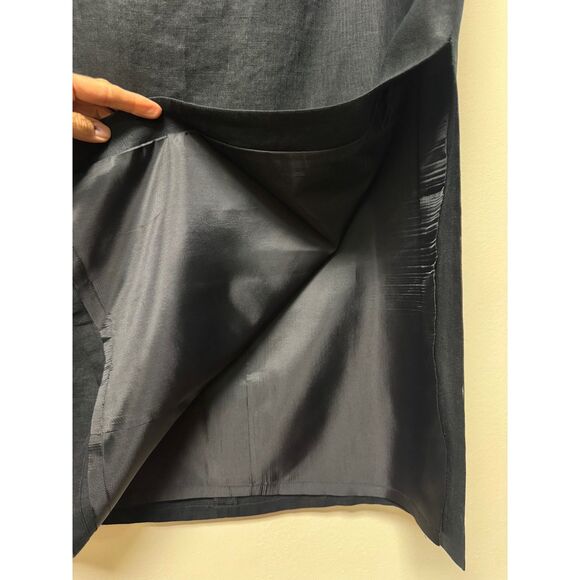 VTG - TALBOTS 100% Irish Linen Black Keyhole Front Sheath Midi Dress, Sz 12P - Picture 5 of 12